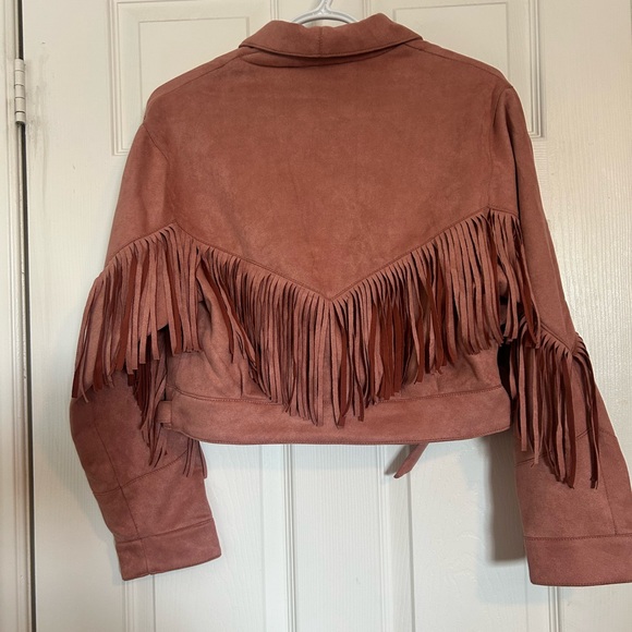 Beulah Women's Suede Fringe Blazer - Rust - Picture 5 of 5